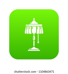 Electric lamp icon green vector isolated on white background