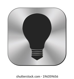 Electric lamp icon - vector metal button