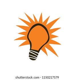 Electric lamp. Idea sign, solution, thinking concept. Lighting.Shining light bulb icon. Vector 10 eps