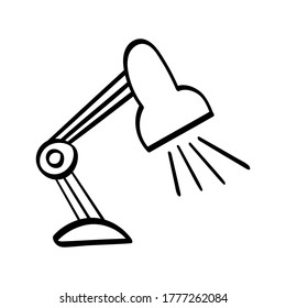 Electric lamp with light. Hand drawn object isolated on white background. Vector illustration.