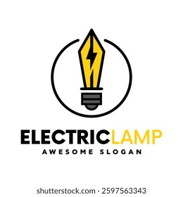Electric lamp logo design vector