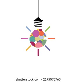 Lámpara eléctrica con bolas multicolores.