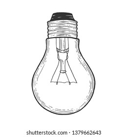 Electric lamp sketch engraving vector illustration. Scratch board style imitation. Hand drawn image.