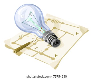 Electric lamp, vector