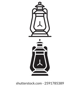  electric lantern icon line art vector illustration
