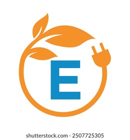 Elektrische Blatt Logo kombinieren mit Buchstabe E Vektor Vorlage