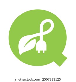  Electric Leaf Logo combine with letter Q vector template