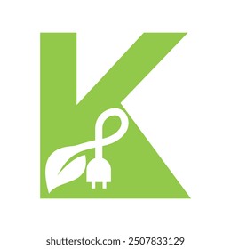  Electric Leaf Logo combine with letter K vector template