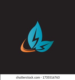 Electric leaf logo design concept