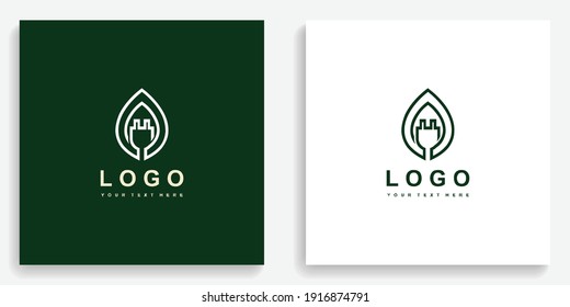 Electric Leaf Nature Icon Symbol Logo. Modern logo icon template vector design