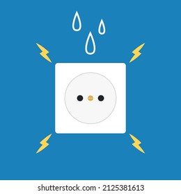 Electric leakage. Water drops into the outlets, causing a short circuit and damaged or dangerous. Three eye plug.