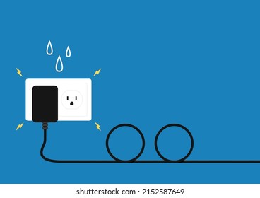 Electric leakage. Water drops into the outlets, causing a short circuit and damaged or dangerous. Three eye plug.