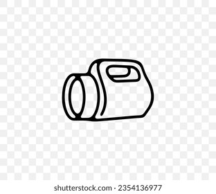Electric led flashlight, battery, lamp, energy and equipment, linear graphic design. Spotlight lamp, searchlight, tool, lighten and electricity, vector design illustration