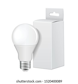 Electric led light bulb with white cartboard packing for your design