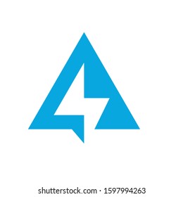 electric letter A logo design vector template sign icon