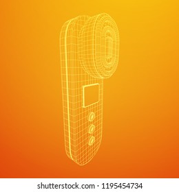 Electric lifting anti aging facial skin massage machine. Massager device wireframe low poly mesh vector illustration