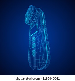 Electric lifting anti aging facial skin massage machine. Massager device wireframe low poly mesh vector illustration