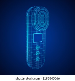 Electric lifting anti aging facial skin massage machine. Massager device wireframe low poly mesh vector illustration