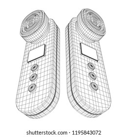 Electric lifting anti aging facial skin massage machine. Massager device wireframe low poly mesh vector illustration