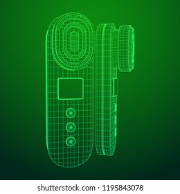 Electric lifting anti aging facial skin massage machine. Massager device wireframe low poly mesh vector illustration