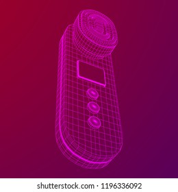 Electric lifting anti aging facial skin massage machine. Massager device wireframe low poly mesh vector illustration