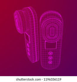 Electric lifting anti aging facial skin massage machine. Massager device wireframe low poly mesh vector illustration