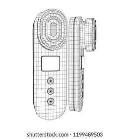 Electric lifting anti aging facial skin massage machine. Massager device wireframe low poly mesh vector illustration