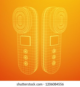 Electric lifting anti aging facial skin massage machine. Massager device wireframe low poly mesh vector illustration