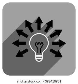 Electric Light Arrows long shadow vector icon. Style is a flat electric light arrows iconic symbol on a gray square background.