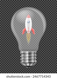 Ilustración vectorial de concepto abstracto de la bombilla eléctrica aislada sobre fondo blanco
