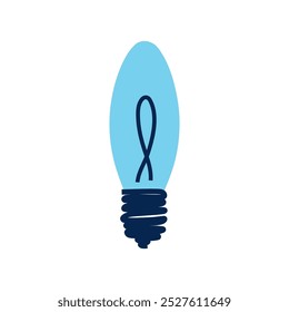 Electric light bulb with blue cold light. Simple minimalistic flat illustration