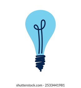 Electric light bulb with blue cold light. Simple minimalistic flat illustration