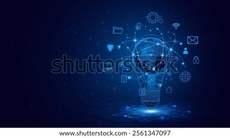 Electric light bulb or creative light bulb with a globe or world map inside. Global internet connection concept for business Advanced digital technology
