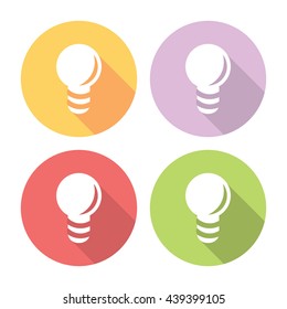 Electric Light Bulb Flat Style Design Icons Set