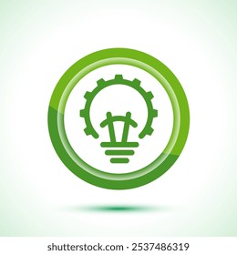 Electric light bulb icon design illustration, Creative idea icon, Green color button design