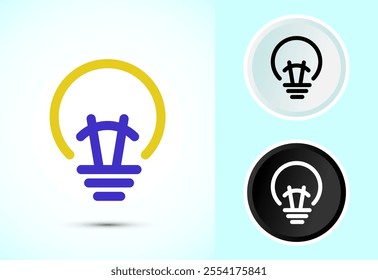 Electric light bulb icon design illustration, Creative idea icon