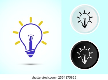 Electric light bulb icon design illustration, Creative idea icon