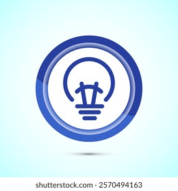 Electric light bulb icon design illustration, Creative idea icon, Blue color button design