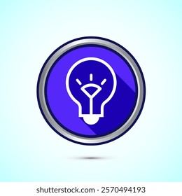 Electric light bulb icon design illustration, Creative idea icon, Blue shadow button design