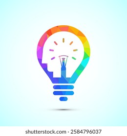 Electric light bulb icon design illustration, Creative idea icon, low poly style