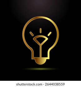 Electric light bulb icon design illustration, Creative idea icon sign symbol in gold color style