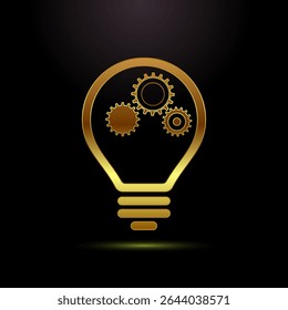 Electric light bulb icon design illustration, Creative idea icon sign symbol in gold color style