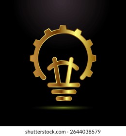 Electric light bulb icon design illustration, Creative idea icon sign symbol in gold color style