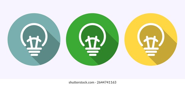 Electric light bulb icon design illustration, Creative idea icon sign symbol in shadow button design