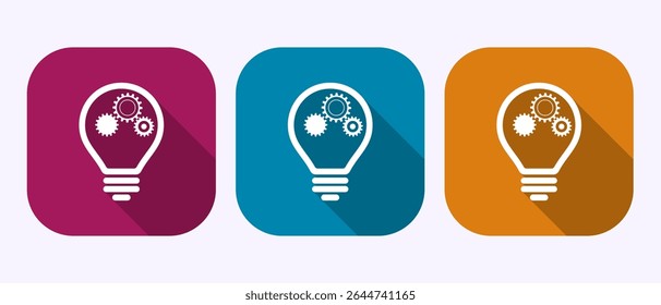Electric light bulb icon design illustration, Creative idea icon sign symbol in shadow button design