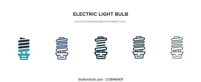 electric light bulb icon in different style vector illustration. two colored and black electric light bulb vector icons designed in filled, outline, line and stroke style can be used for web,