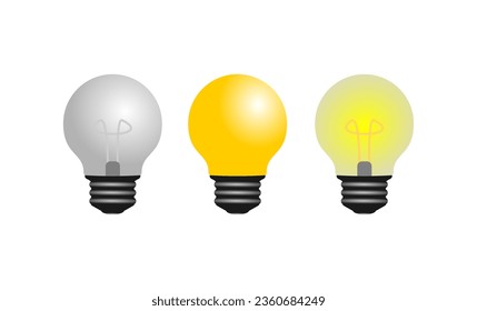 elektrische Glühbirne Symbol-Set, Vektorgrafik einzeln auf weißem Hintergrund. 