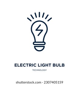 electric light bulb icon from technology collection. Thin linear electric light bulb, simple, energy outline icon isolated on white background. Line vector electric light bulb sign, symbol for web and