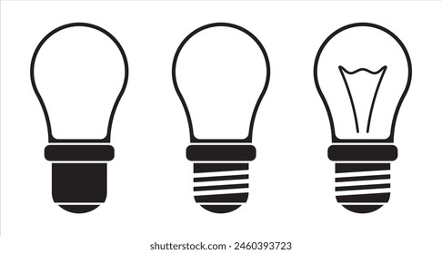 Elektrische Glühbirne Symbole. Vektorillustration