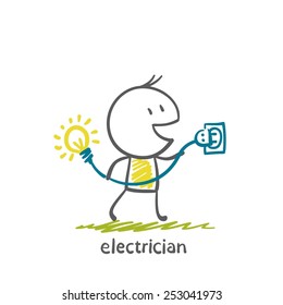 Electric light bulb into the socket includes illustration